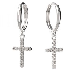 BG zlaté náušnice křížek 1106 Bílé zlato - 585 Diamant