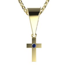 BG zlatý přívěšek křížek 1105 Žluté zlato - 585 Tmavě modrý kubický zirkon
