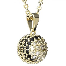 BG zlatý přívěšek - Tenisák 798 Žluté zlato - 585 Bílý a černý diamant