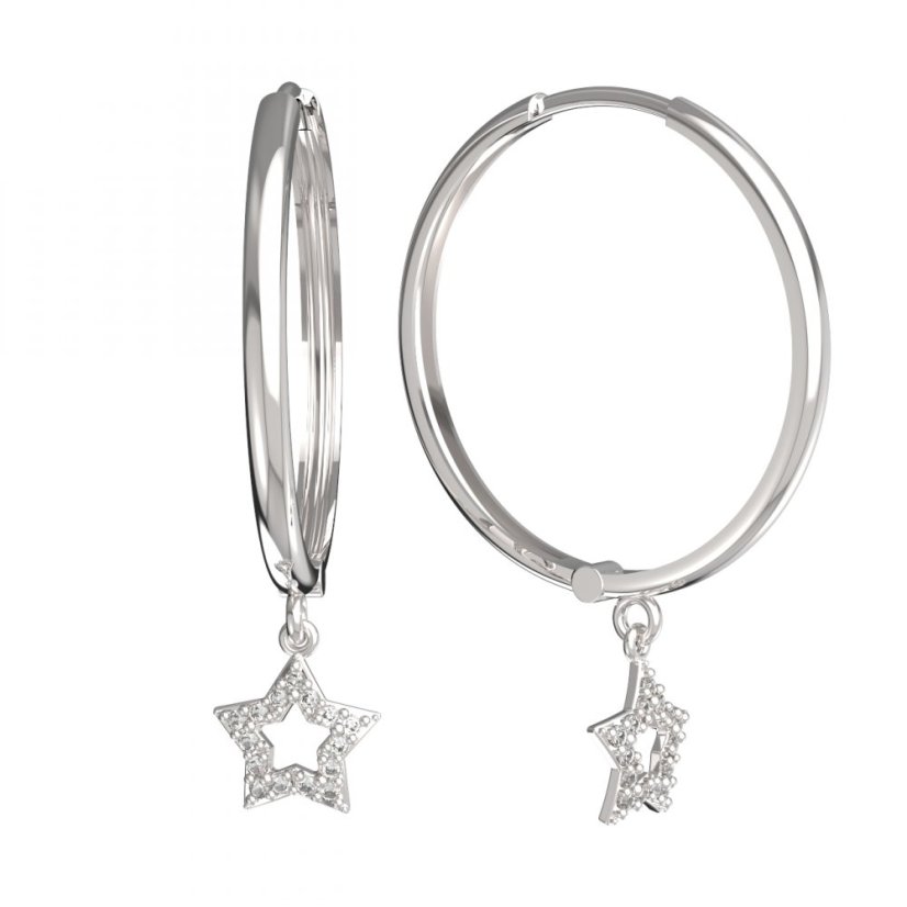 BG zlaté náušnice hvězdička 826 Bílé zlato - 585 Diamant