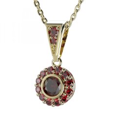 BG přívěs vsazený granát  744-1 Žluté zlato - 585 Granát