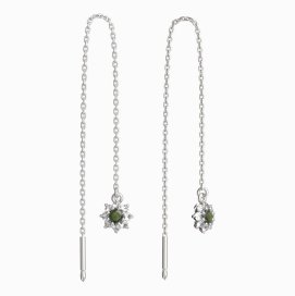 BG vltavínové náušnice 886 Bílé zlato - 585 Vltavín a diamant