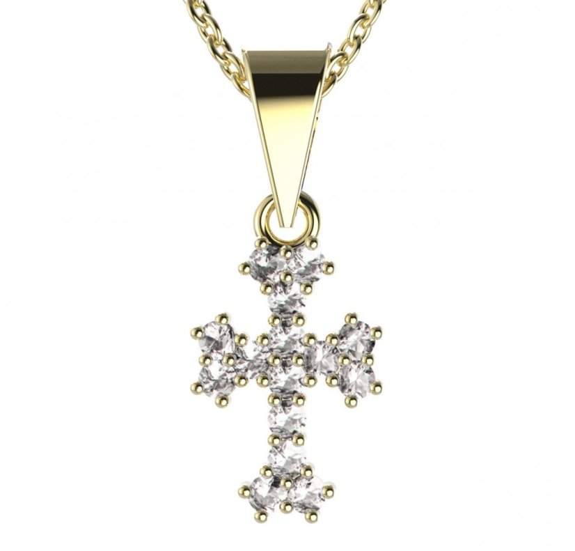 BeKid dětský přívěšek křížek 267 Žluté zlato - 585 Diamant