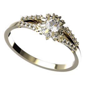 BG zlatý prstýnek 987 Žluté zlato - 585 Diamant