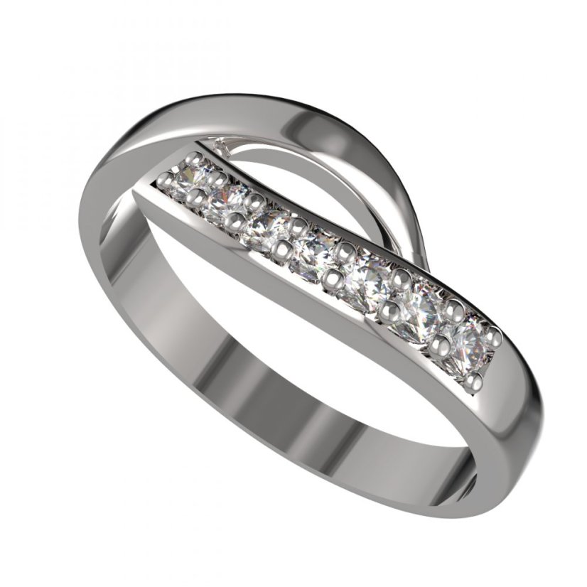 BG zlatý prsten 918 Bílé zlato - 585 Bílý kubický zirkon