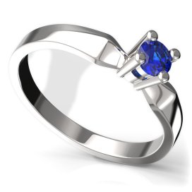 BG zlatý prstýnek 768 Bílé zlato - 585 Tmavě modrý kubický zirkon