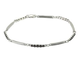 BG náramek vsazený granát hvězdicový brus 358 Stříbro 925 - ruthenium (30-90dní) Granát