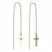 BeKid, Gold kids earrings -1104 - Switching on: Chain 9 cm, Metal: Yellow gold 585, Stone: Light blue cubic zircon