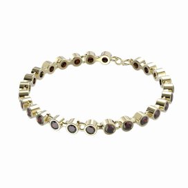 BG náramek přírodní broušený granát   738 Stříbro 925 - pozlacené Granát