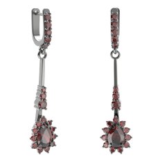 BG náušnice s centrálním kapkovitým kamenem 509-B93 Stříbro 925 - ruthenium (30-90dní) Granát