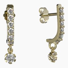 BG zlaté náušnice s diamanty 869 Žluté zlato - 585 Diamant lab-grown