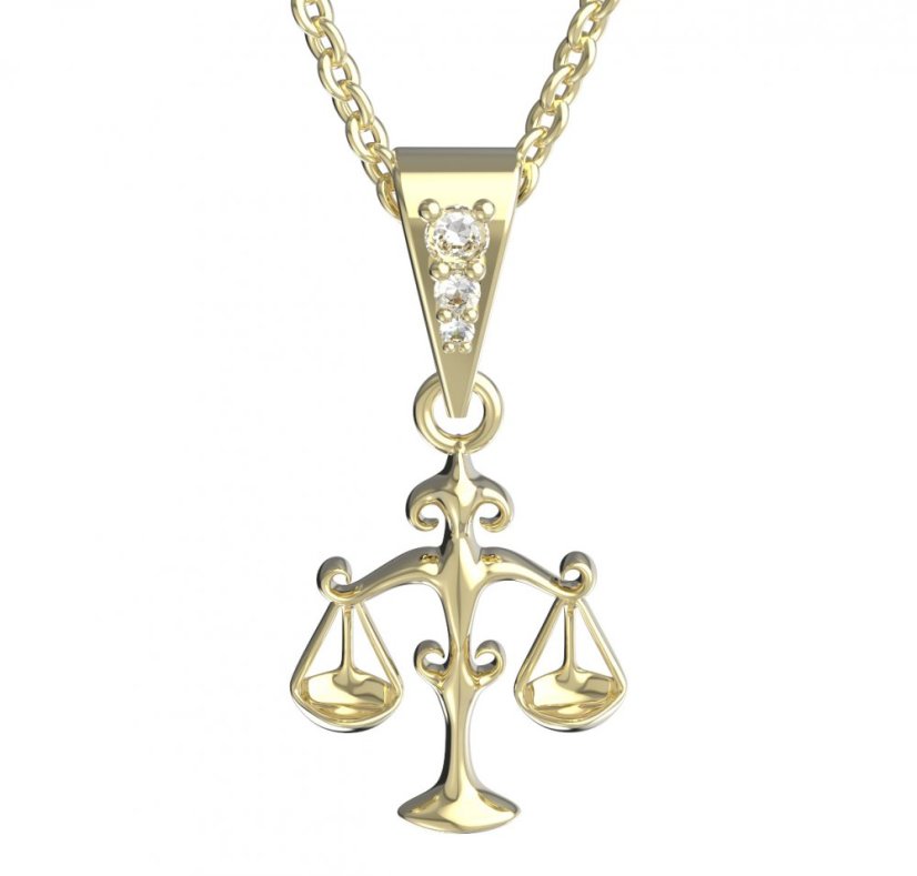 BG zlatý přívěšek Váhy 040 Žluté zlato - 585 Diamant