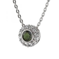 BG přívěs vsazený granát  744 Stříbro 925 - rhodium Vltavín a  kubický zirkon