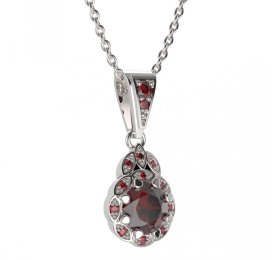 BG přívěs kulatý 991-1 Stříbro 925 - rhodium Granát