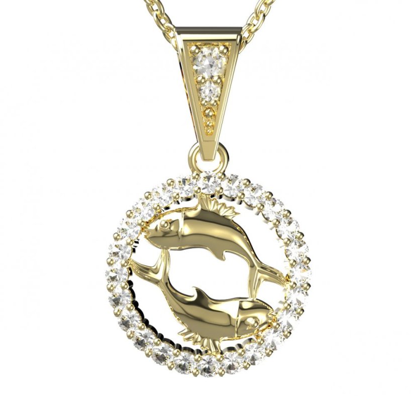 BG zlatý přívěšek Ryby 052 Žluté zlato - 585 Diamant