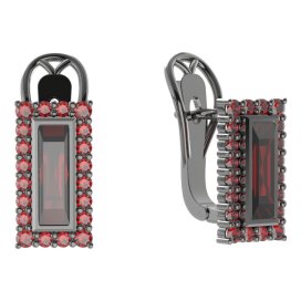 BG  náušnice 837-R7 čtvercové Stříbro 925 - ruthenium (30-90dní) Granát