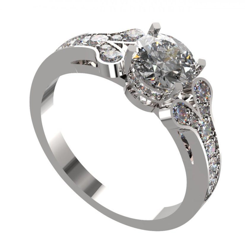 BG zlatý prstýnek s diamanty 639+ Bílé zlato - 585 Diamant lab-grown