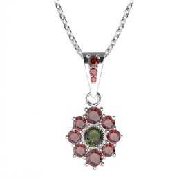 BG přívěs kulatý 017-2 Stříbro 925 - rhodium Vltavín a granát
