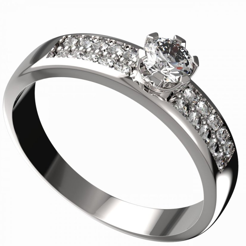 Zlatý prsten s lab-grown diamantem, bílé zlato 585 – 42870 (Zd42870F)