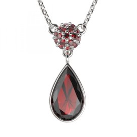 BG náhrdelník vsazený granát hvězdicový brus  958 Stříbro 925 - rhodium Granát