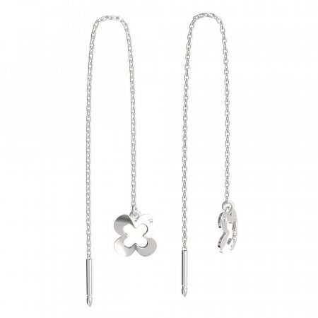 BeKid, Gold kids earrings -849 - Switching on: Chain 9 cm, Metal: White gold 585, Stone: White cubic zircon