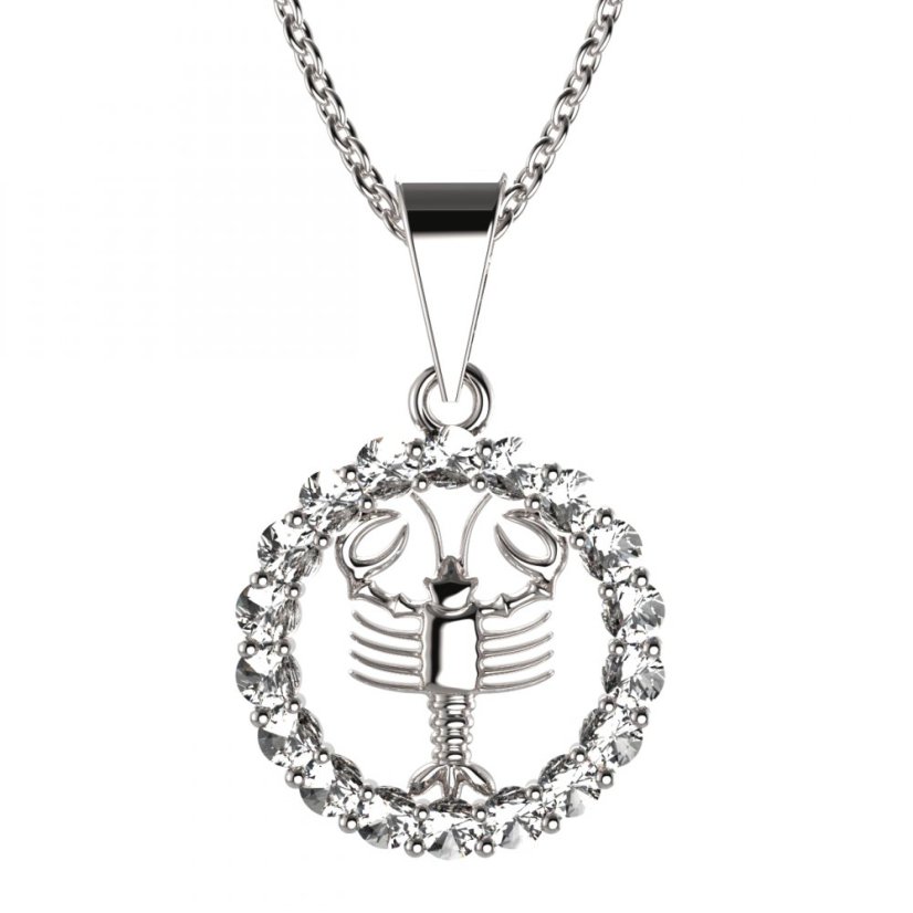 BeKid dětský zlatý přívěsek 044 rak Bílé zlato - 585 Diamant