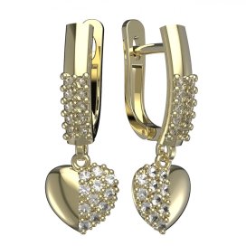 BG zlaté náušnice srdíčko 865 Žluté zlato - 585 Diamant