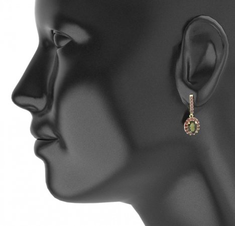 BG Earring - 728 - Switching on: Hinge, Metal: Silver 925 - rhodium, Stone: Garnet