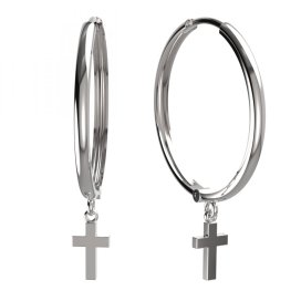 BG zlaté náušnice křížek 1105 Bílé zlato - 585