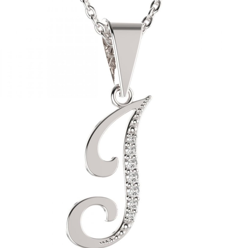 BG zlatý přívěsek písmenko J - 1219 Bílé zlato - 585 Diamant