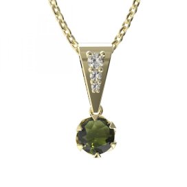 BG vltavín přívěšek 872 Žluté zlato - 585 Vltavín a diamant