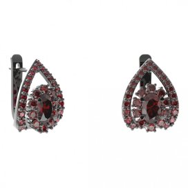 BG náušnice s centrálním oválným kamenem 498-90 Stříbro 925 - ruthenium (30-90dní) Granát