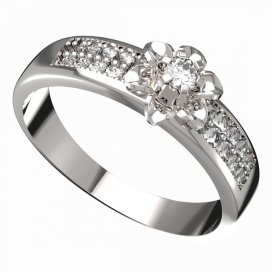 BG zlatý prstýnek 877 F Bílé zlato - 585 Diamant