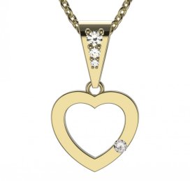 BG zlatý diamantový přívěšek srdíčko 1554 Žluté zlato - 585 Diamant lab-grown