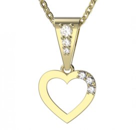 BG zlatý diamantový přívěšek srdíčko 1257 Žluté zlato - 585 Diamant lab-grown