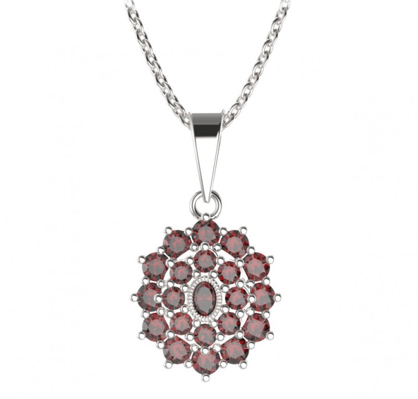 BG přívěs oválný 009-0 Stříbro 925 - rhodium Granát