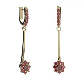 BG náušnice s centrálním oválným kamenem 627-A93 Stříbro 925 - pozlacené Granát