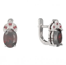 BG náušnice s přírodním granátem z Čech  961-07 Stříbro 925 - rhodium Granát