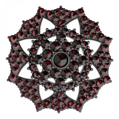 BG brož 234 Stříbro 925 - ruthenium (30-90dní) Granát