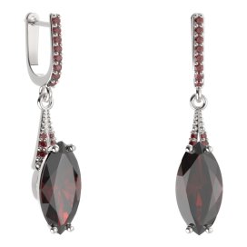 BG náušnice s centrálním oválným kamenem 481-G91 Stříbro 925 - rhodium Granát