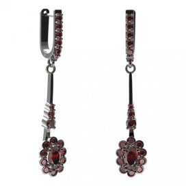 BG náušnice s centrálním oválným kamenem 517-B94 Stříbro 925 - ruthenium (30-90dní) Granát