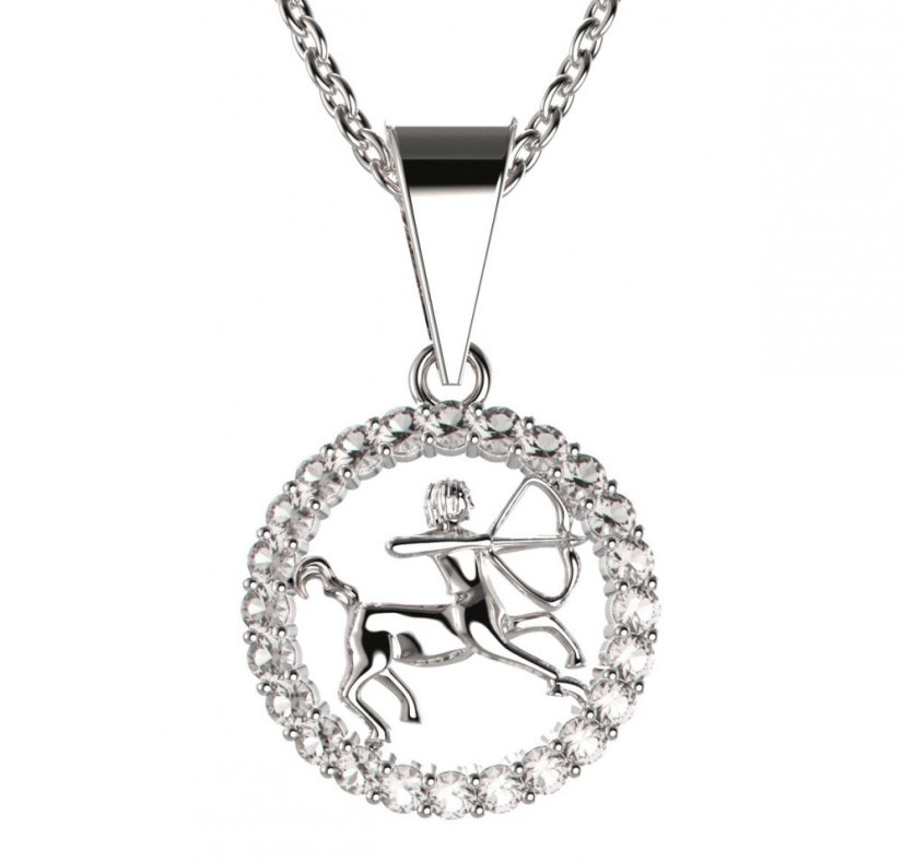 BG zlatý diamantový přívěšek Střelec 052 Bílé zlato - 585 Diamant lab-grown