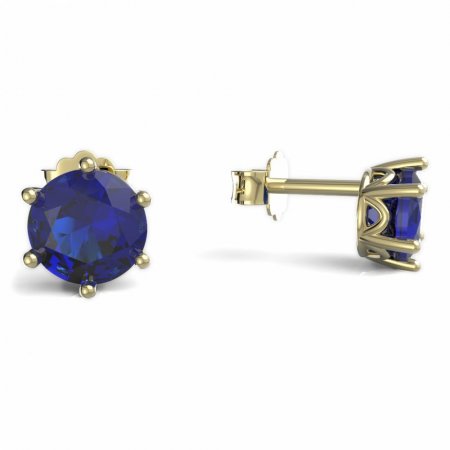 BeKid, Gold kids earrings -1295 - Switching on: Puzeta, Metal: Yellow gold 585, Stone: Dark blue cubic zircon