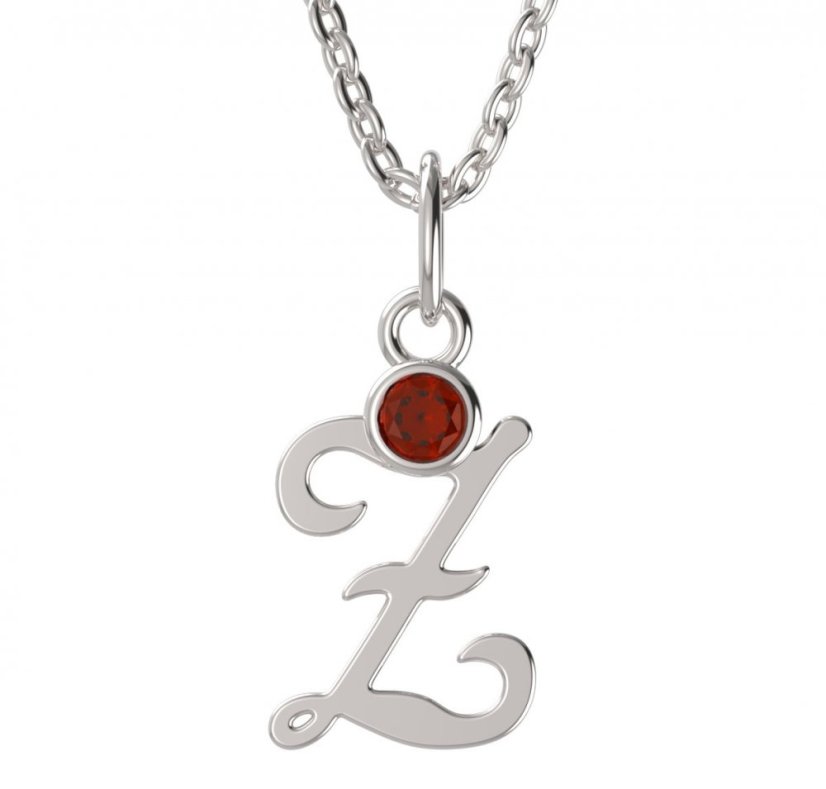 BeKid dětský zlatý přívěsek písmenko Z - 1334 Bílé zlato - 585 Červený kubický zirkon