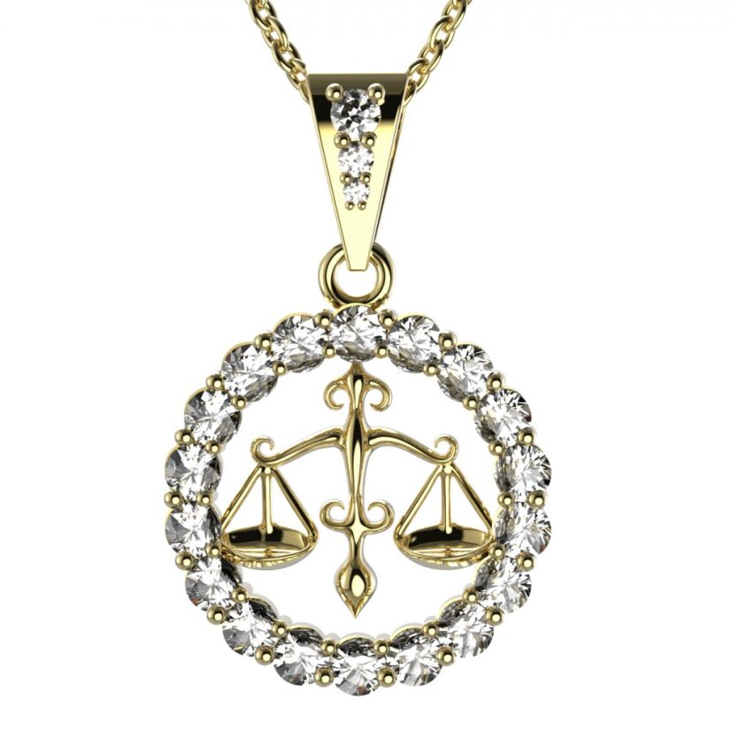BG zlatý přívěšek Váhy 044 Žluté zlato - 585 Diamant