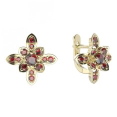 BG náušnice květ  404-07 Stříbro 925 - pozlacené Granát
