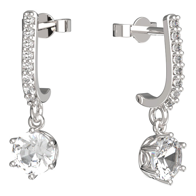 BG zlaté náušnice 1295 Bílé zlato - 585 Diamant