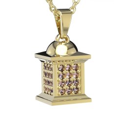BG zlatý přívěšek - Lucerna 803 Žluté zlato - 585 Růžový kubický zirkon