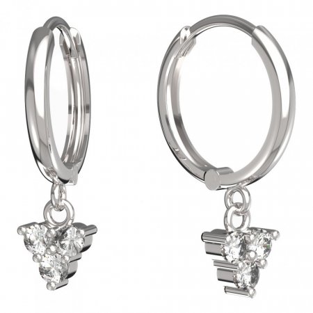 BeKid, Gold kids earrings -776 - Switching on: Circles 15 mm, Metal: White gold 585, Stone: White cubic zircon