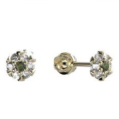 BG vltavínové náušnice 879 Žluté zlato - 585 Vltavín a diamant